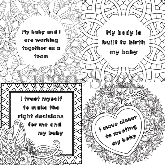 FREE Birth Affirmation Colouring Pages